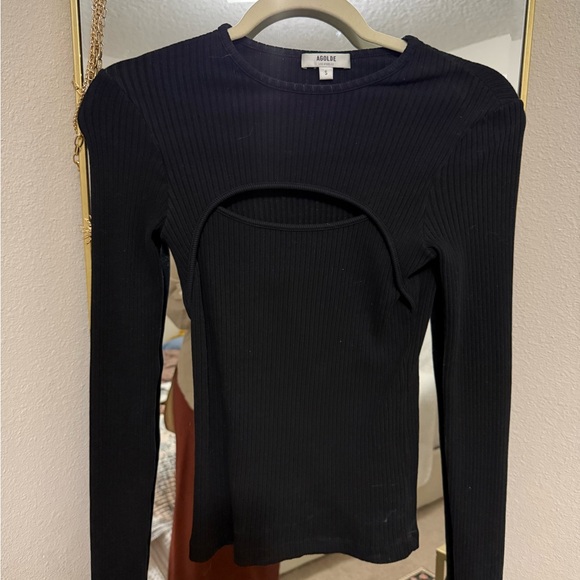 Agolde Black Ribbed Tee - Picture 1 of 4